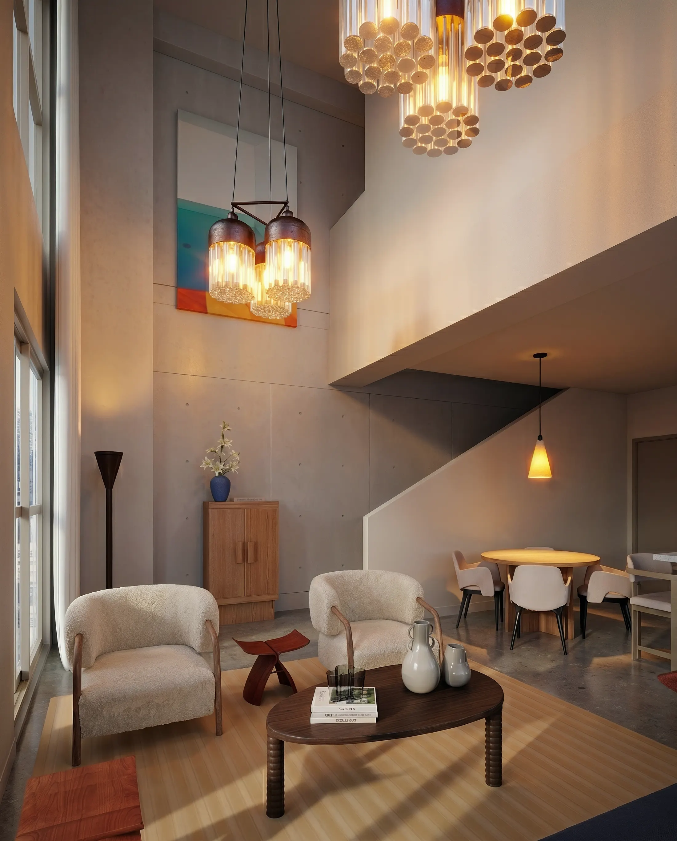 Penthouse de Louisa a doble altura, sala y comedor